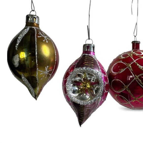 Lot Of 8 Vintage Mercury Glass Christmas Indent Teardrop Ball Ornaments LOOK - Picture 4 of 16